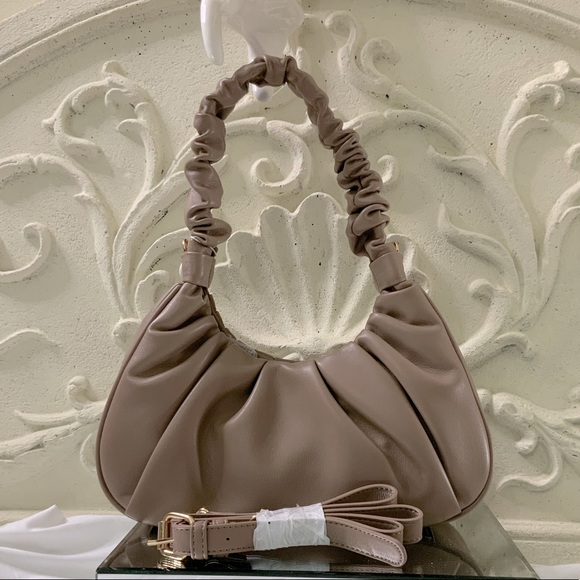 Taupe Ruched Mini Handbag NWT - Picture 9 of 10